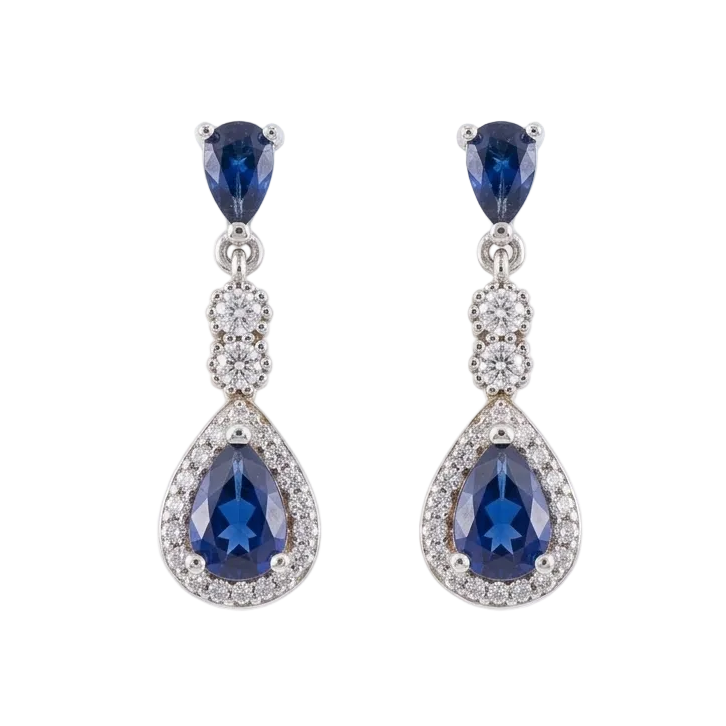 The Sapphire Teardrop Halo Drops