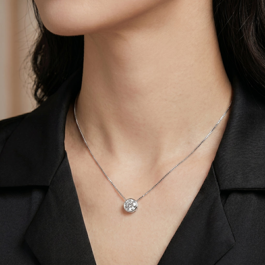 The Classic Solitaire Bezel Necklace