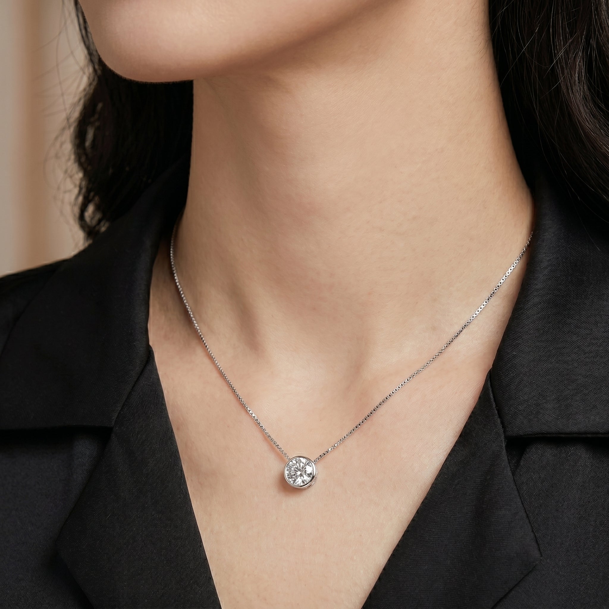 The Classic Solitaire Bezel Necklace