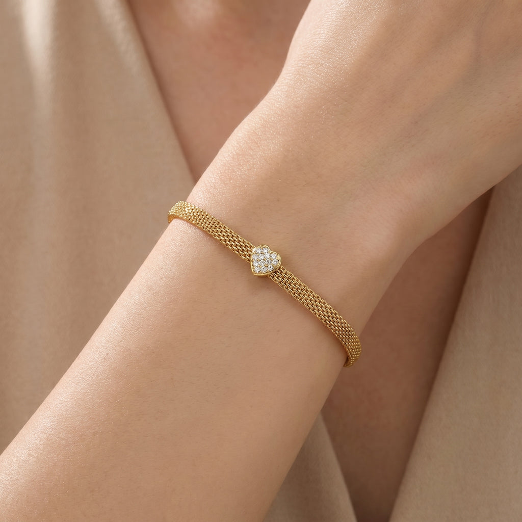 The Luminous Heart Mesh Bracelet
