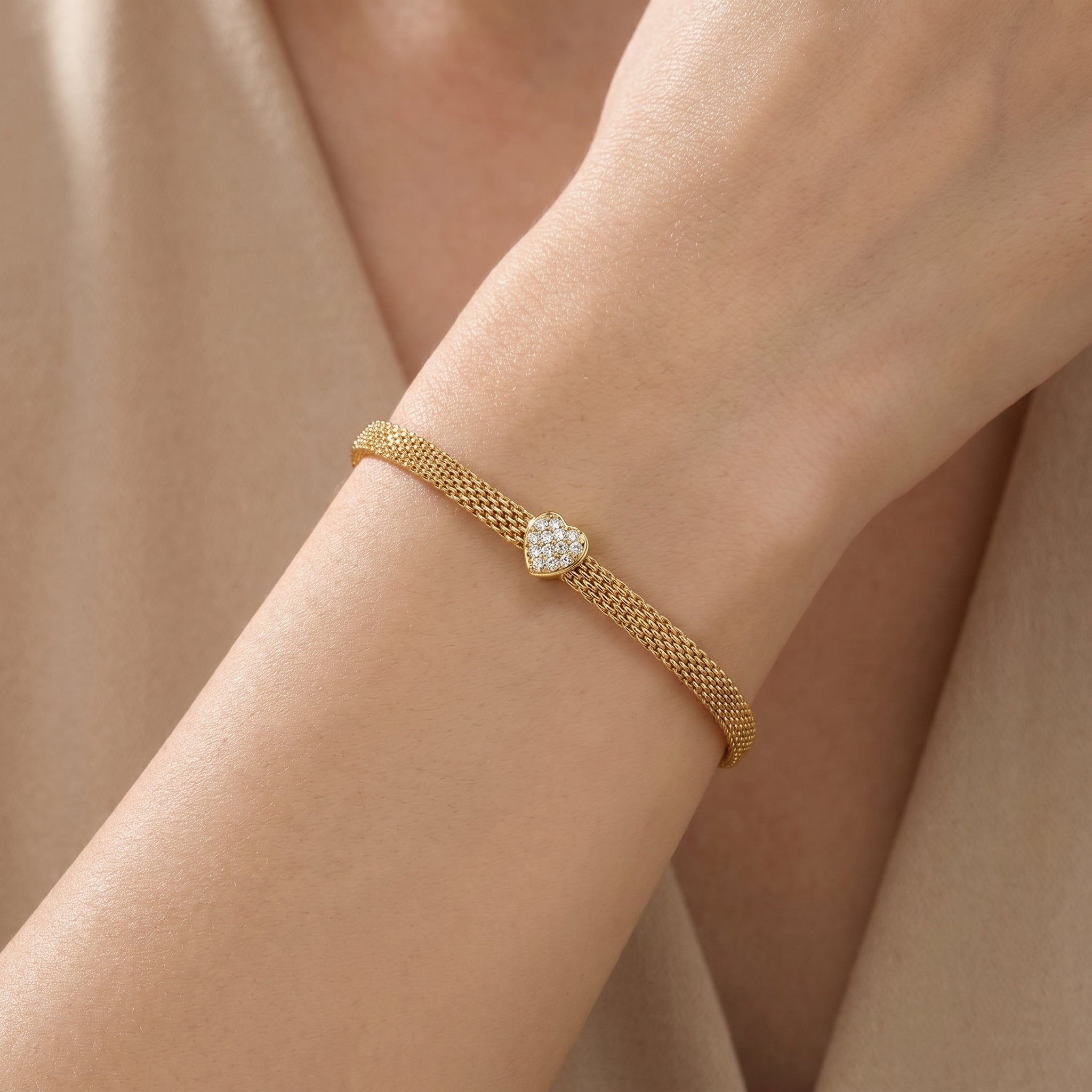 The Luminous Heart Mesh Bracelet
