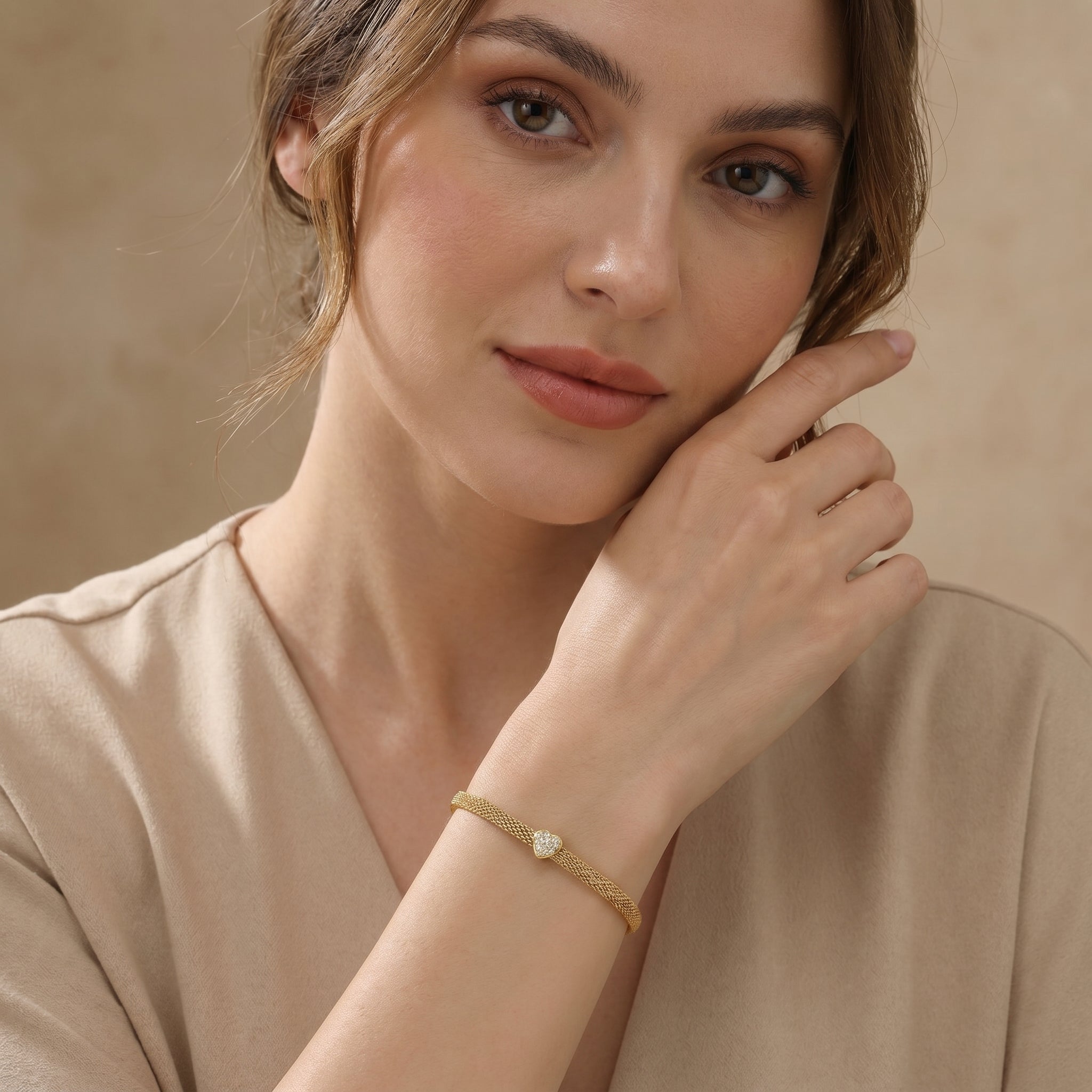 The Luminous Heart Mesh Bracelet