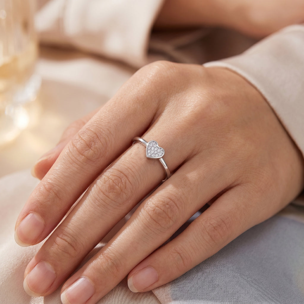 The Minimalist Pavé Heart Ring