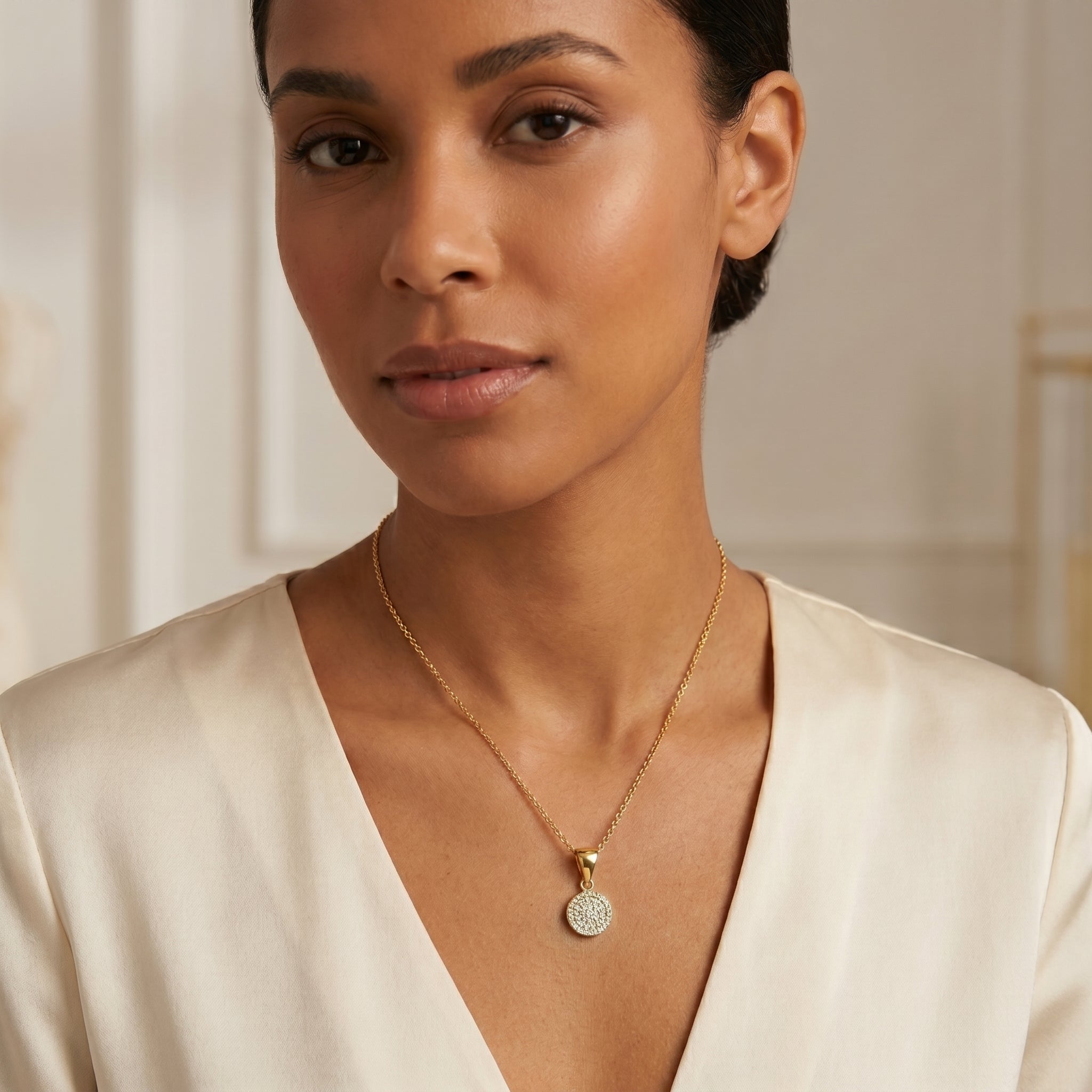 The Radiant Pavé Disc Necklace