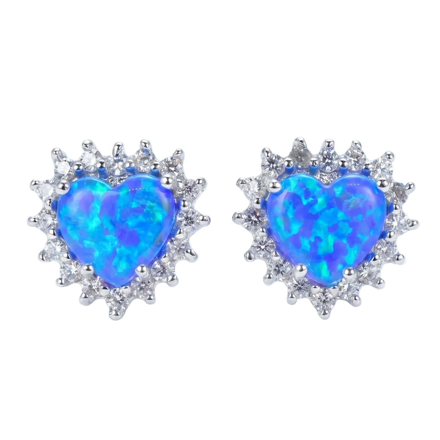 The Azure Opal Heart Earrings