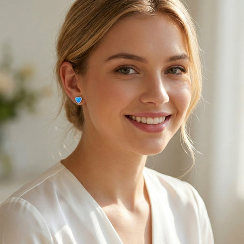 The Azure Opal Heart Earrings