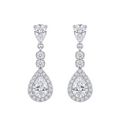 ต่างหูเงิน925ประดับด้วยเพชร CubicZirconia เจียระไนทรงหยดน้ำ (Pear cut)