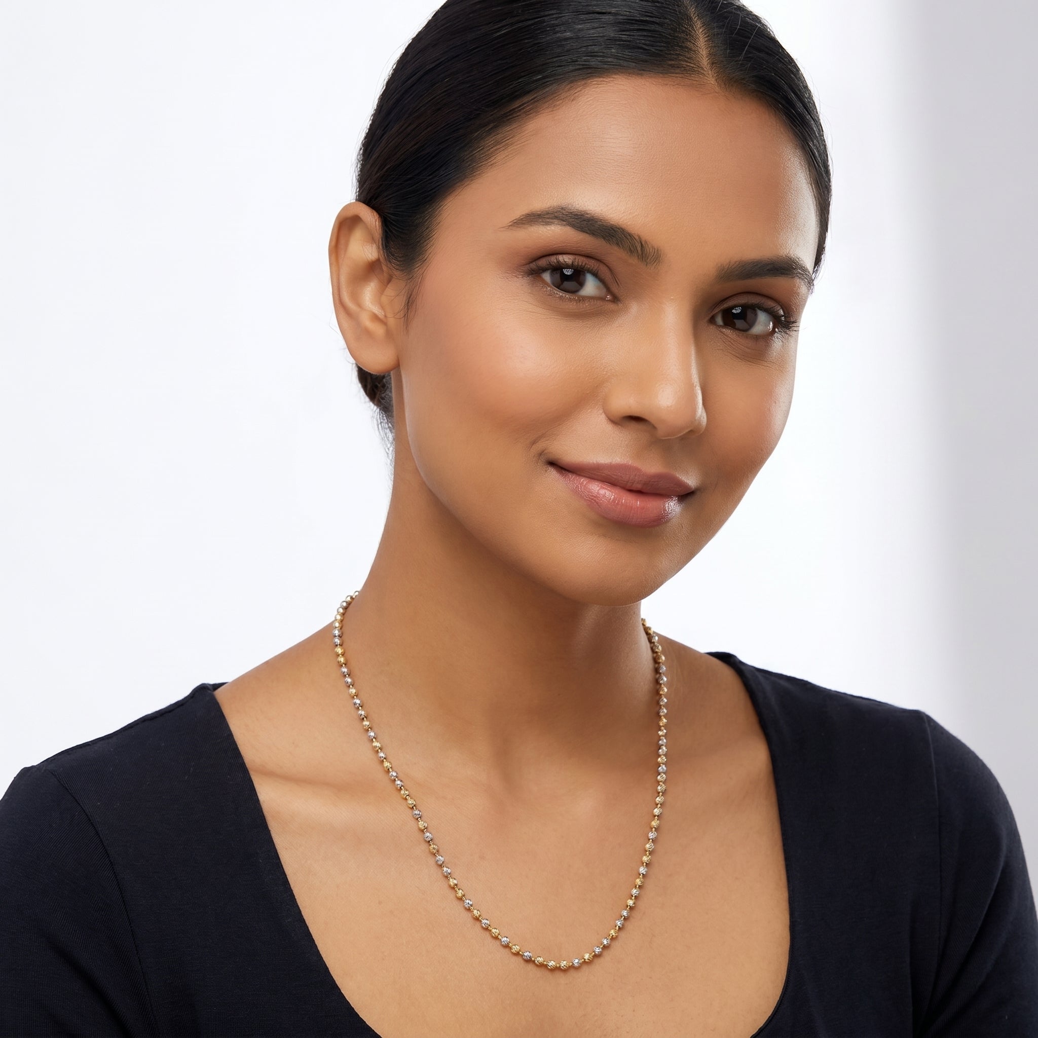 สร้อยคอ รุ่น2สีเม็ดเหลี่ยมตัดลาย Sparkle Two-Tone Necklace